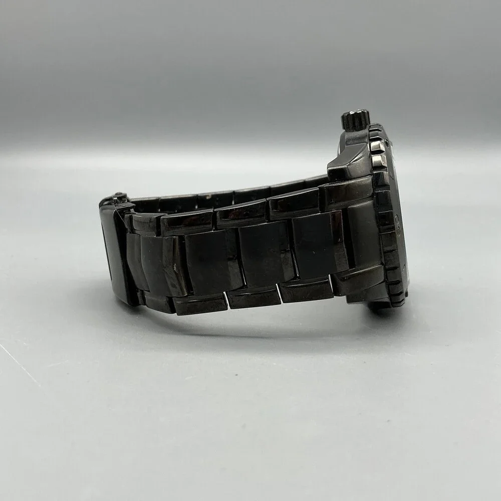 Armitron 20/4833HT Men Watch 43mm Black Dial Black Steel Day Date New Battery 7